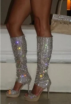 Mai Nou Moda Pentru Femei Pantofi De Lux Plin De Farmec Nobil Elegant Strălucitoare De Cristal Platforma Pantofi Rochie Ieftin Preț De-O Șchioapă Dimensiunea 10