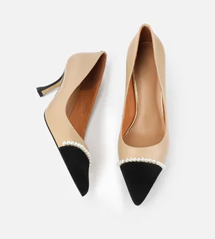 【JOCHEBEBD HU】Brand de Lux de Designer Nud Tocuri inalte Pantofi pentru Femei Elegante, cu Perle Naturale de Vacă din Piele Petrecere de Nunta Pantofi 33-40
