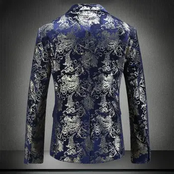 Primăvara și toamna nouă dimensiune mare de moda pentru bărbați de catifea de calitate costum casual pentru bărbați costume de afaceri de sex masculin model Floral Sacou