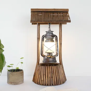 Bambus stil American rurale lampă de masă antic lampă cu kerosen cal lampa de camera de zi dormitor bar arta inginerie lampa