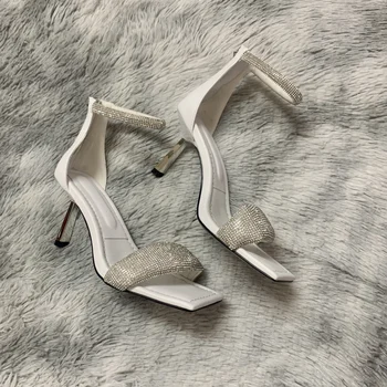 2021 vara nou stil de moda pentru femei sandale de cristal glezna strappy tocuri inalte pantofi mireasa petrecerea de nunta cu toc