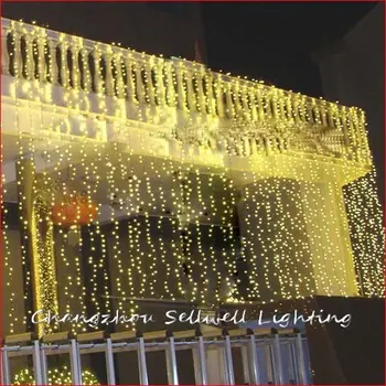 NOU!LED star lbulb sărbătoare de nuntă produs 3*8m galben cortina lampa H260