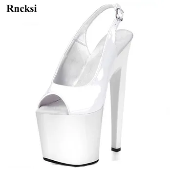 Rncksi Nou 8 inch sexy platformă clară de Dans Pol sandale Albe de nunta pantofi de Dans 20cm rochie transparentă tocuri inalte Pantofi de Dans