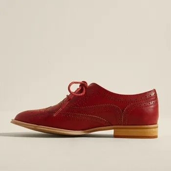 Roșu Femei Oxfords Dantela-up Pantofi cu Tocuri Indesata Vintage Pantofi Dantela-Up legate de Primavara Toamna Femei Pantofi de Zi FSJ Elegant