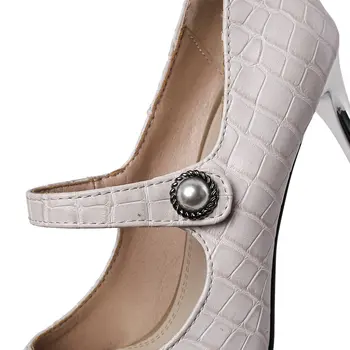 Femei Pantofi Mary Jane Pompe De Moda Tocuri Subtiri De Mare Bej Roz Subliniat Toe Pantofi Rochie Femeie De Dimensiuni Mari 34-43