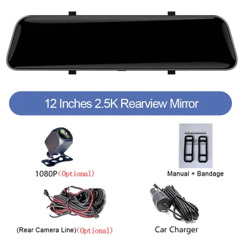 ADDKEY DVR Auto 12 Inch 2.5 K Retrovizoare Oglinda Auto Recorder Oglindă Abur IPS Dash Camera 1440P Masina Oglindă Video Viziune de Noapte
