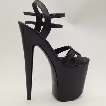 LAIJIANJINXIA Femei Pantofi de Metal Decor Tentația Alb Negru Etapă Pantofi de 20 CM Super Mare Platforma Sandale pentru Femei, E-097