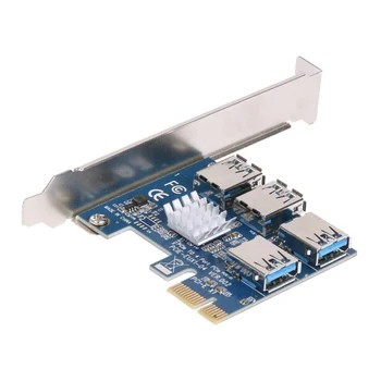 PCIE, PCI-E PCI Express 1X la 16X Riser Card de 1 la 4 USB3.0 Multiplicator Hub Adaptor pentru Minerit Bitcoin Miner Minier Dispozitiv