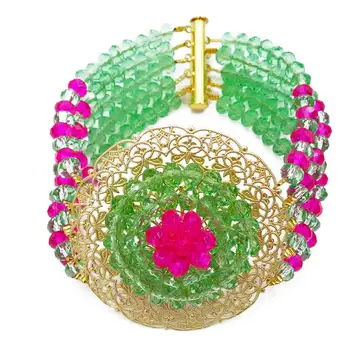 De Calitate frumos, Lumina Verde Fuchsia Roz-African a Aniversare de Cristal Seturi de Bijuterii pentru Femei 10C-9PH-15