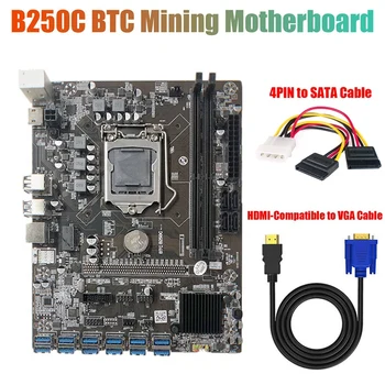 B250C Miniere Placa de baza cu HD de la Cablu VGA+ 4PIN pentru Cablu SATA 12 PCIE pentru USB3.0 GPU Slot LGA1151 Suport DDR4 RAM