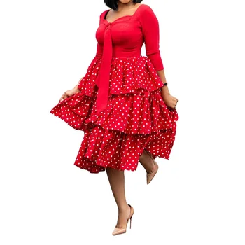 Polka Dot Print Casual pentru Femei Rochie Eleganta cu Centură efecte Cascadă Niveluri de Vară Halat Femme Africane Office Casual Rochie Maxi