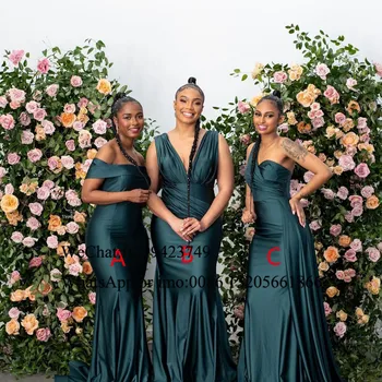 2021 Elegant Sirena Rochii de domnisoare de Onoare Cerneală Albastră V-neck Plest Lung Rochie de domnisoara De Onoare Femei din Africa de Nunta Petrecere