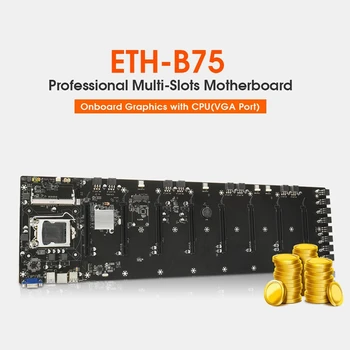 HOT-ETH-B75 V1.0Y Placa de baza Suporta 8XPCIE 16X Slot cu 8G DDR3 1600Mhz RAM+128GB MSATA SSD Ethereum Placa de baza