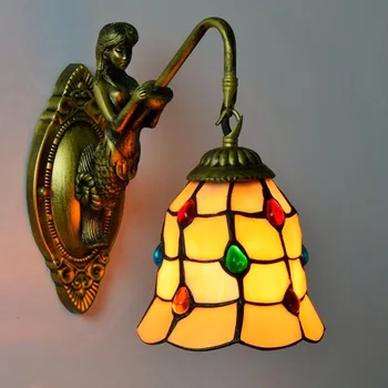 Tiffany moda stil European lampă de perete Baroc Bohemia Sirena de lumină oglindă moda rustic de pat lămpi de iluminat