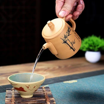 Zishahu ceainic minereu brut secțiunea noroi bambus ceainic este parte gravate, și ceainic este parte gravate