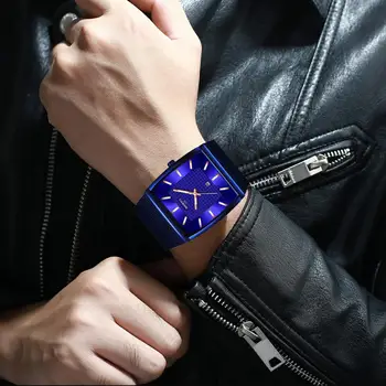 2021NEW NIBOSI Mens Ceasuri de Top de Brand de Lux Pătrat Albastru Cuarț Ceas Barbati Slim Impermeabil de Aur de sex Masculin Ceas de mână pentru Bărbați Relogio