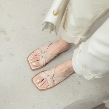 2022 Noi de Vara Flats Sandale Moderne de Papuci pentru Femei Fashion square Pantofi cu Toc Femei Solide de Femei Papuci de Femei Pantofi