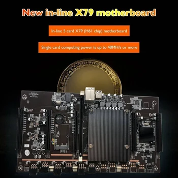 X79 H61 BTC Miner Placa de baza cu E5 2609 V2 CPU RECC 8G DDR3 Memorie SSD 120G 5X PCIE Suport 3060 3080 placa Grafica