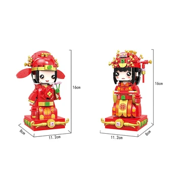 Chineză Stil de Viață Creativ Serie Mireasa Si Mirele Cifrele de Acțiune Desktop Ornamente MOC Blocuri Caramizi Jucarii si Cadouri