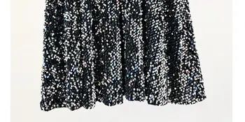 Moda Estetice cu Paiete, Fuste Femei 2022 de Lux High-Waisted Lucios - Linie Tiv Mid-Lungime Paiete Fusta Plisata Mujer Faldas