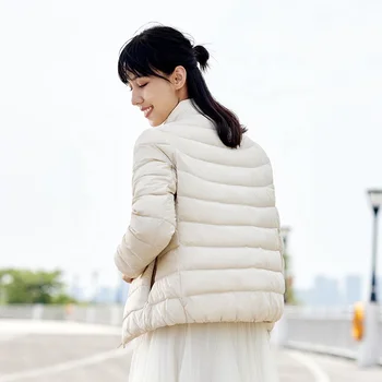 [TANBOER-TD216226]ultra-lumină de iarnă ține de cald culoare Solidă femeii maneca Lunga de moda vogue Tendințele puffer jacheta
