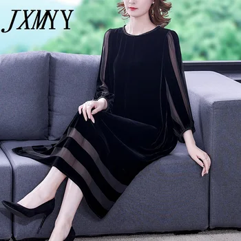 JXMYY 2022 Toamna Catifea Modă Plus Dimensiune Rochie de sex Feminin de Simplu Temperament Elegant Confortabil Mătase Fusta Lunga