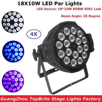 4 Pack LED Par 18X10W 4IN1 RGBW luce della lavata di Lusso Controler DMX Aluminiu Lumini de Par 25 de Grade Unghi de fază Navă Rapidă
