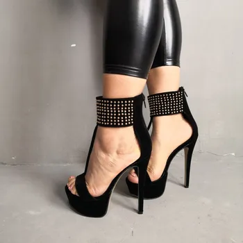 Minan Ser Tocuri inalte Sexy Femei Pantofi Platforma Peep Toe Pantofi de Nunta Nit Decor de aproximativ 14,5 cm-heeledWomen Sandale