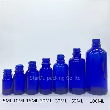 500pcs/lot 5 ml 10 ml 15 ml 20 ml 30 ML 50 ml 100 ml Albastru de Sticlă, Ulei Esential de Sticlă Albastră Cu Negru Capac de Sticla de Parfum