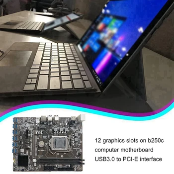 B250C Miner Placa de baza+SATA 15Pin la 6pini Cablu+Cablu RJ45+Cablu SATA+Cablu de Switch 12 PCIE pentru USB3.0 GPU Slot pentru BTC
