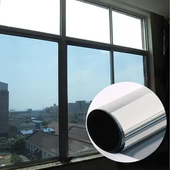SUNICE 0.9X5M Argint Reflecție în Oglindă Clădire Rezidențială de Film de Căldură Izola de Vară de Protecție Solară Fereastră de Film de Confidențialitate Decor