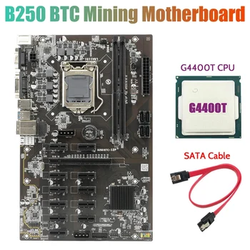 B250 BTC Mining Placa de baza cu G4400T CPU+Cablu SATA 12XGraphics Slot pentru Card de LGA 1151 Suport DDR4 RAM pentru BTC Miner