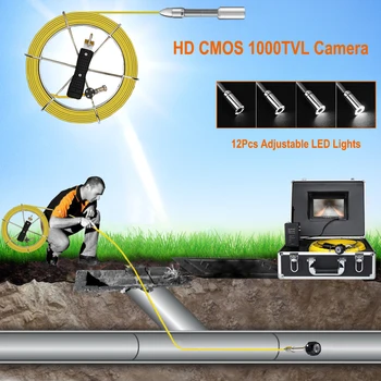 Conducta de Canalizare Industriale de Inspecție Camera Video IP68 rezistent la apa 20/30/40/50m Fibra de Sticla Cablu de Scurgere Endoscop Sistem de 1000TVL