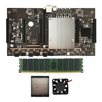 X79 H61 BTC Miner Placa de baza LGA 2011 5XPCI-E 60mm Teren de Sprijin 3060 placa Grafica cu E5-2620 CPU+ 8G DDR3 RAM+Ventilator