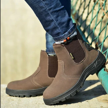 Plus dimensiune bărbați de agrement de siguranță cizme din piele moale de oțel tep capace de lucru pantofi lucrător de securitate chelsea boot zapatos hombre botas