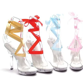 13cm sexy curea panglică de Cristal pantofi peep toe 5 inch doamnelor Platforma sandale clare pol de dans pantofi cu toc