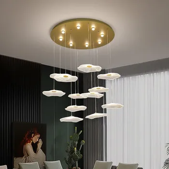 LED-uri Moderne Aur Creative Candelabru de Iluminat Nordică Insulă Bucătărie Acrilice Lampă de Agățat Sala de Mese Villa Scara Mult de Prindere