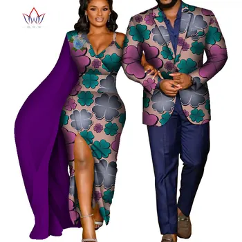 Bintarealwax African Print Haine pentru Cuplu Dashiki Femei Elegante Rochii de Partid Plus Dimensiune Bărbați Sacou din Africa de Îmbrăcăminte WYQ635