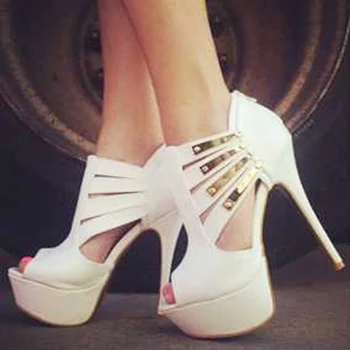 Minan Ser NOI Femei sandale, 15cm înălțime de toc 4.5 cm platforma, alb la modă super sexy tocuri inalte