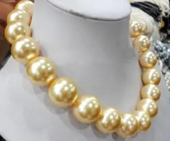 Fierbinte!Mare 18mm Rotund de aur southsea coajă colier de perle de 18