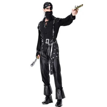 Adult Halloween Războinic Hoț Costume Barbati Pirat Barbă Neagră Cosplay Carnaval De Purim Parada Bal Mascat Bal Mascat Rochie De Petrecere