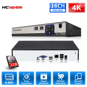 HCVAHDN H265 16CH*4K NVR Network Video Recorder Digital AI Mișcării Umane de Detectare a Feței P2P CMS XMEYE de Securitate