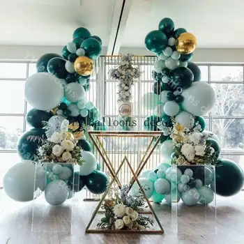 DIY Balon Ghirlanda Arc Kit Global Macaron Tiffany Albastru Pastel din Latex de culoare Verde Închis Ziua de Nunta 1 Petrecere Copil de Dus Decor