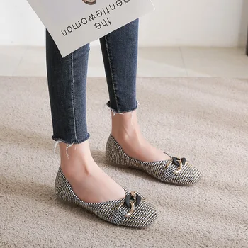 Stras Cap Pătrat Pompe 2021 Noi Cataramă de Metal Elegant și Ușor, Confortabil Pantofi pentru Femei