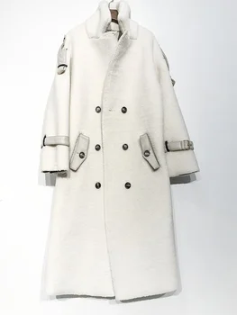 Toamna și iarna turc haină de blană lungă femei hanorac Kaki oaie tunsă de miel haină de blană