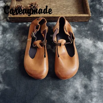 Careaymade-Hotsale,în Stil Japonez Stil Colegiu Pantofi pentru Femei,Pictate manual din Piele Retro Literare partea de Sus Strat de Piele Pantofi