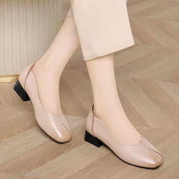 Genuin Pantofi din Piele Femei 2021 Primavara toamna Modele de Pantofi Mary Jane pentru Femei Superficial Plat pantofi Retro Pantofi Deget de la picior Pătrat elegant