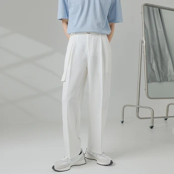 Omul Pantaloni Barbati Centura De Talie Elastic Costum Pantaloni-Coreean Streetwear Moda Vintage Liber Casual Pantaloni Drepte