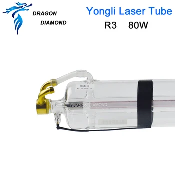 DRAGON DIAMANT CO2 Laser Tub Yongli R3 80W Țeavă de Sticlă Metal Cap Lungime 1250 mm Dia.80mm pentru emisiile de CO2 Pentru Gravare cu Laser Masina de debitat