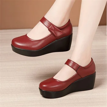 YAERNI Pene de Pantofi cu Toc pentru Femei cu Cap Rotund Dimensiuni 32 La 43 de Mediu Toc Platforma Alb Negru Roșu Doamnelor Birou Încălțăminte Pantofi